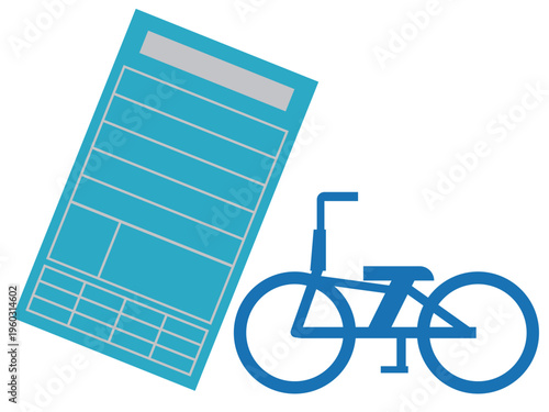 自転車の青切符制度をイメージしたシンプルなアイコン素材
