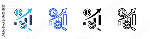 Exploratory Analysis Multi Style Icon Set Vector 