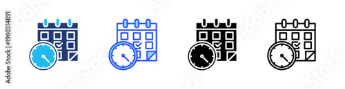 Schedule Multi Style Icon Set Vector 