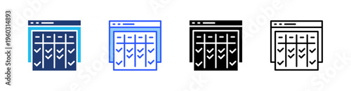 Kanban Multi Style Icon Set Vector 