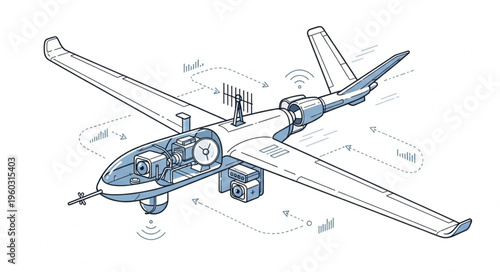 Detailed illustration of a drone showcasing internal components and design.
