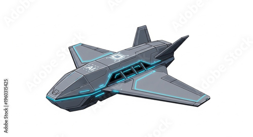 Futuristic spaceship design with sleek lines and advanced technology concept.