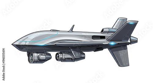 Futuristic aircraft design with sleek lines and advanced technology for interstellar travel.