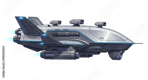 Futuristic spacecraft design with sleek metallic finish and advanced technology features.