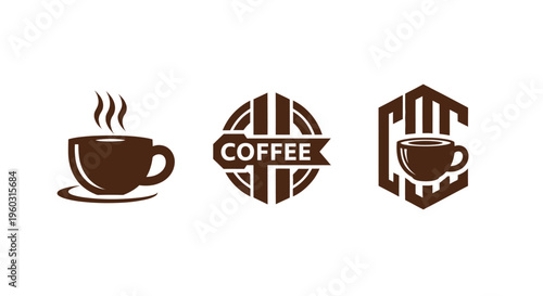 Coffee Cup Logo Set - Hot Beverage Emblem Collection