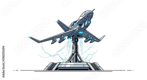 Futuristic aircraft design on display, showcasing advanced technology and engineering marvel.