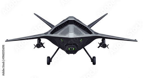 Modern unmanned aerial vehicle with advanced stealth technology and weaponry.