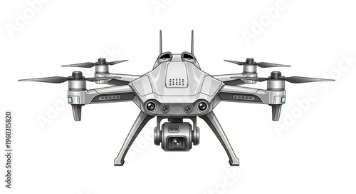 Detailed illustration of a modern drone with advanced aerial capabilities.