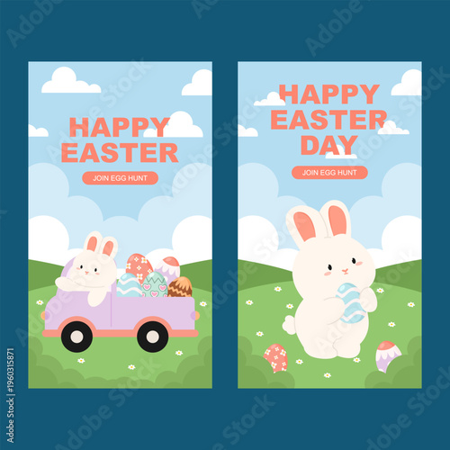 Cute Bunny Easter Day Theme Instagram Story Template
