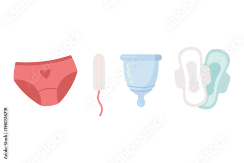 Women Menstrual Cycle Hygiene Set with Sanitary Pad, Tampon, Menstrual Cup, and Period Panties