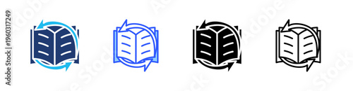Continuous Learning Multi Style Icon Set Vector 