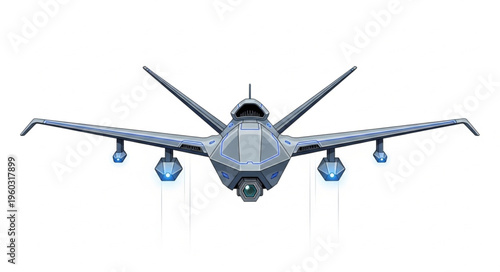 Futuristic drone aircraft with advanced technology and sleek design, ready for flight.