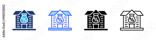 Mortgage Multi Style Icon Set Vector 