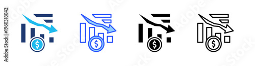 Downturn Multi Style Icon Set Vector 