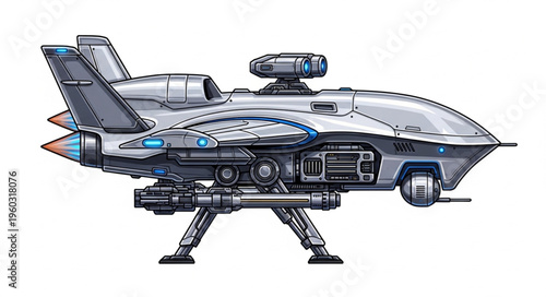 Futuristic aircraft design with advanced technology and sleek metallic finish.