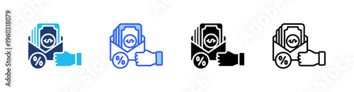 Subsidy Multi Style Icon Set Vector 