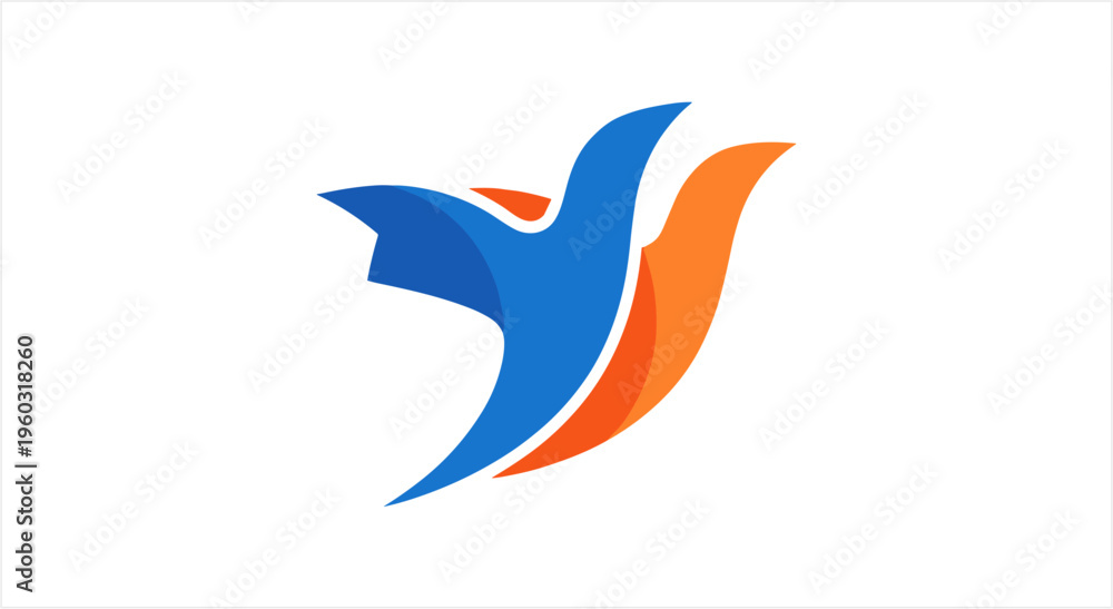 Obraz premium Abstract bird logo design with blue and orange colors.