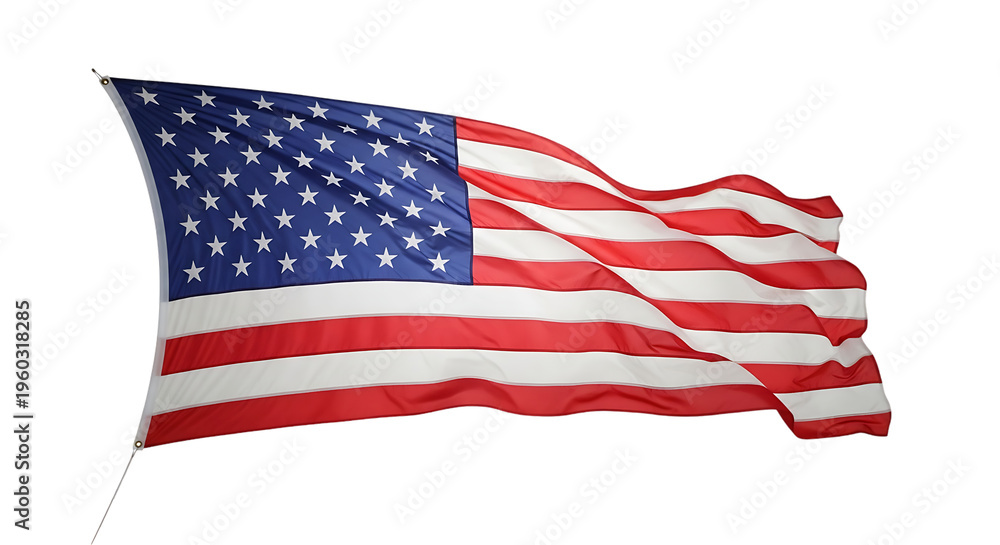 Fototapeta premium A realistic depiction of the american flag waving gently ideal for patriotic designs on transparent background