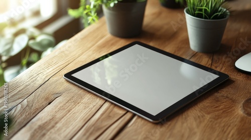 Electronic tablet on a table generative ai