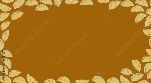 Dumpling background Pattern Design. Momo Food Repeating Illustration. Hand Drawn Asian Dumpling Style. Traditional Street Food Theme