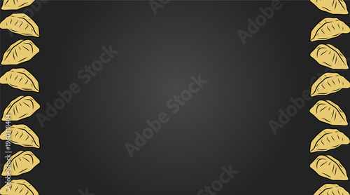 Dumpling background Pattern Design. Momo Food Repeating Illustration. Hand Drawn Asian Dumpling Style. Traditional Street Food Theme