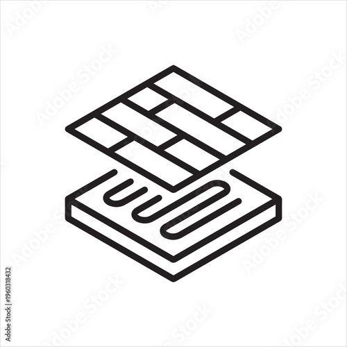 Underfloor heating system, linear icon. Underfloor heating. Line with editable stroke