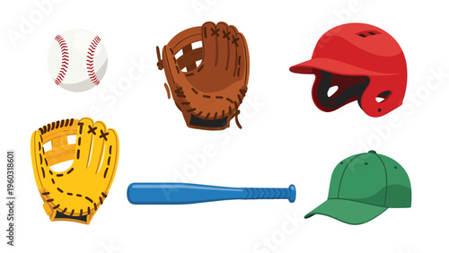 Baseball Sport Equipment and Accessories Vector Illustration