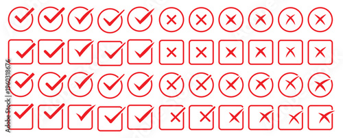 Check mark icon set. Check box icon with right and wrong buttons vector illustration