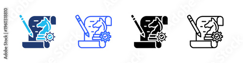 Strategy Multi Style Icon Set Vector 