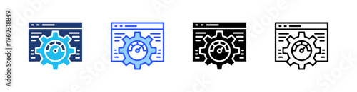 Optimization Multi Style Icon Set Vector 