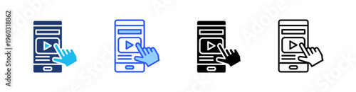 Interactive Content Multi Style Icon Set Vector 