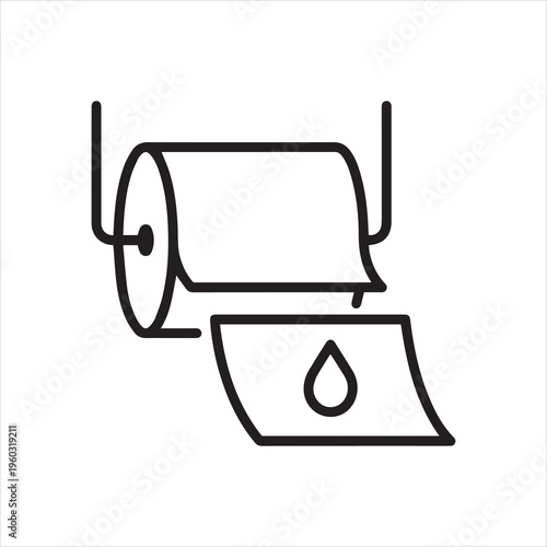 Blood on toilet paper, linear icon, a sign of hemorrhoids, internal bleeding or damage to the anus. Line with editable stroke