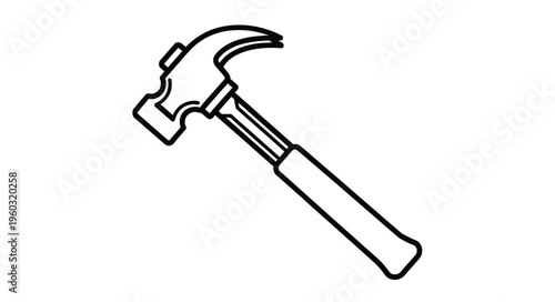 Detailed illustration of a hammer, perfect for construction and carpentry projects.