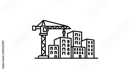 Construction site with crane and buildings, representing urban development and progress.