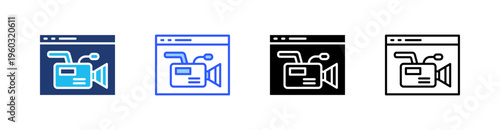 Recording Multi Style Icon Set Vector 