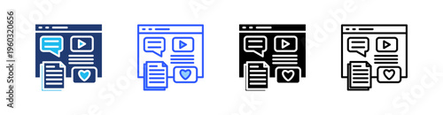 Content Multi Style Icon Set Vector 