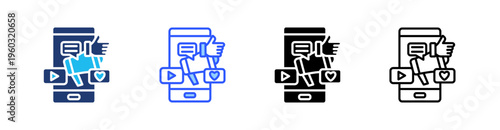 Social Media Multi Style Icon Set Vector 