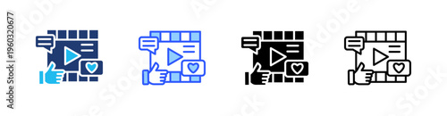 Social Engagement Multi Style Icon Set Vector 