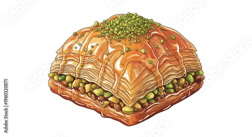 Delicious Baklava Pastry with Pistachios and Syrup