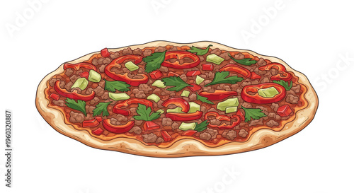 Delicious Italian Pizza with Ground Beef and Bell Peppers