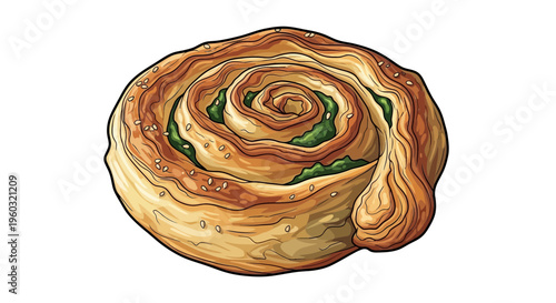 Spiral Pastry with Green Filling