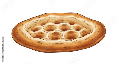 Traditional Flatbread Bread Loaf Isolated on White Background