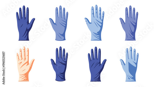 Medical and industrial protective gloves vector illustration set. Diverse types of safety handwear.