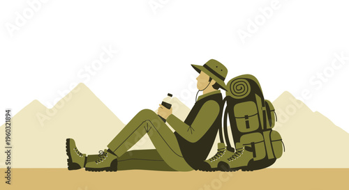 Lone Wanderer Finds Solitude Amidst Mountain Scenery