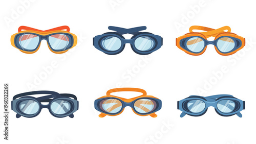 Collection of Cartoon Swimming Goggles Vector Illustrations for Water Sports and Aquatic Activities