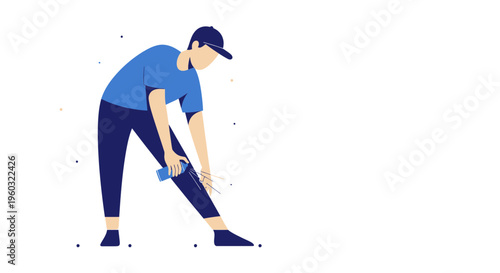 Man Applying Spray To Leg For Outdoor Activities Safety And Protection