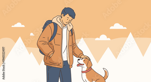 Man And Dog Outdoor Mountain Companionship Adventure