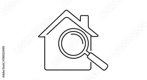 House inspection concept with magnifying glass, searching for a new home, real estate.