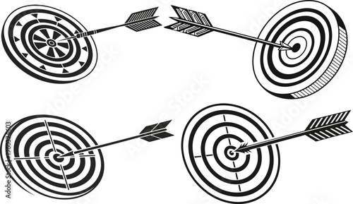 Dart hitting the center of a target symbolizing success goal achievement and accuracy