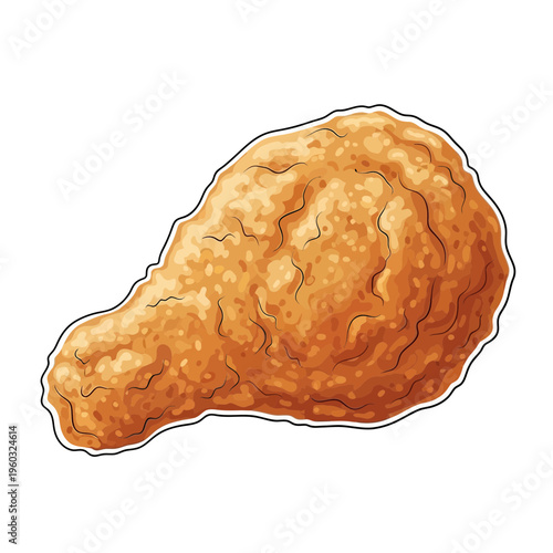 Crispy Fried Chicken Leg Isolated on White Background